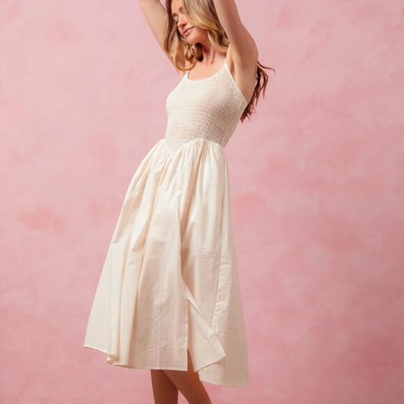 SO ME Smocked Sleeveless Casual Everyday Dress With‎ Slit - Picture 7 of 10